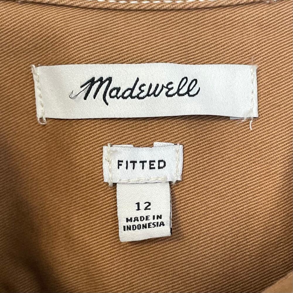 Madewell Darted Button-Up Long Sleeve Collared Shirt Brown Womens Size 12 - Picture 9 of 11